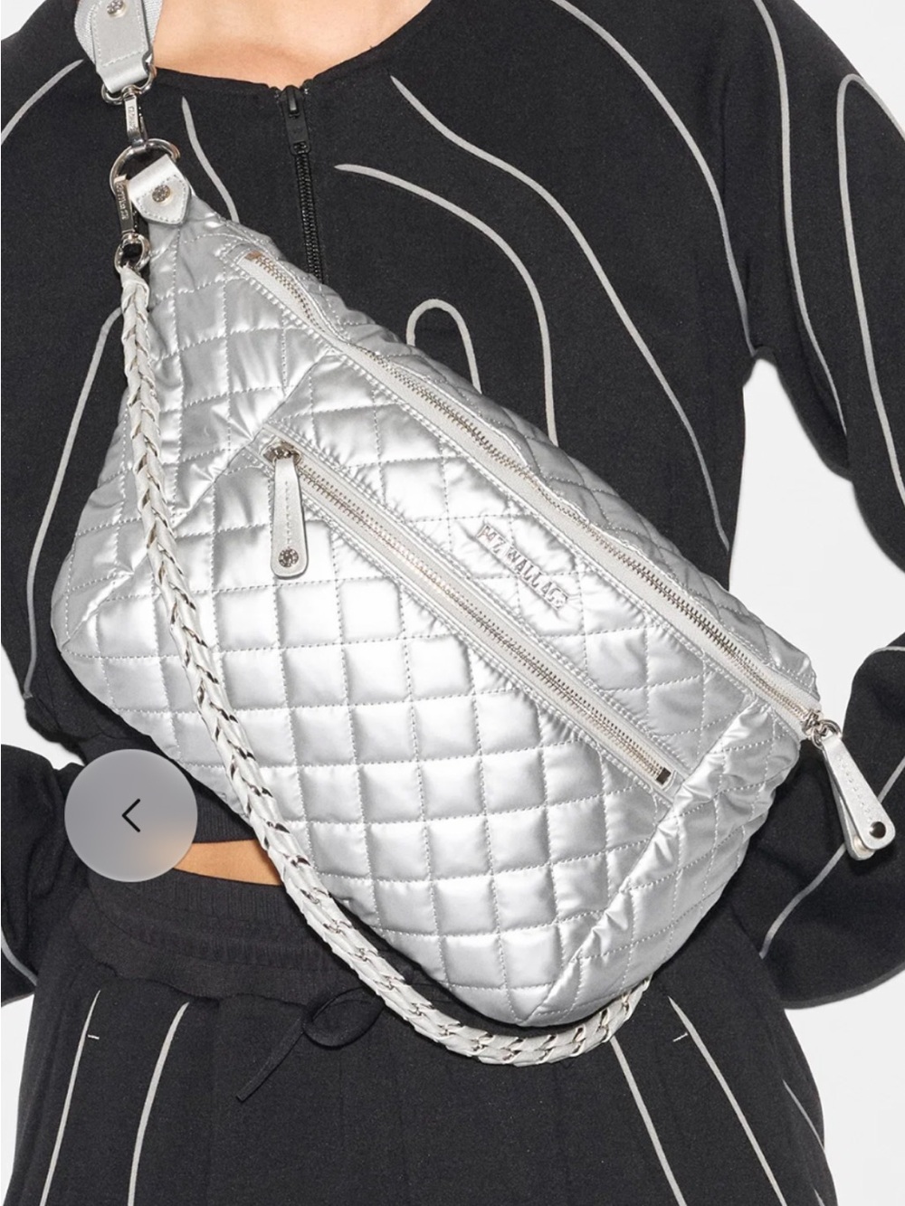 MZ Wallace large crosby sling oyster metallic silverish gray never used 3 straps